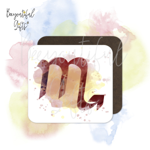 Watercolour Zodiac Sign Wooden Coaster - Scorpio