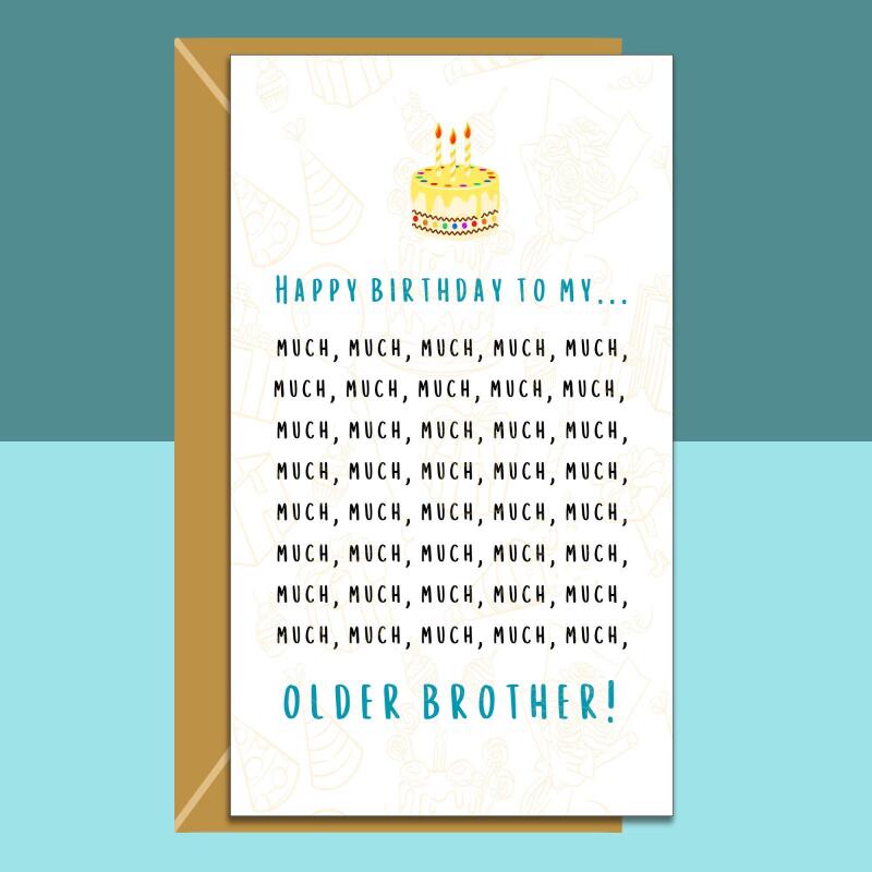 Brother Birthday Card - Funny Personalised Birthday Card for your Brother - 18th, 19th, 20th, 25th, 30th, 40th, or any other age - Blank inside - Regular - Matte
