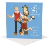 31st Anniversary Card - Time Flies - Polymer Clay Art by Erica Sturla - Funny Anniversary UK