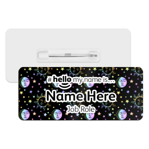 Name Badge - Celestial Sun, Moon & Stars Hello My Name is... - Design 2