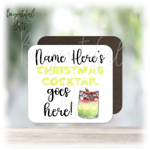 Personalised Colourful Christmas Cocktail Wooden Coaster - 5