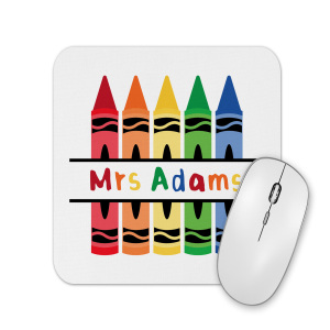 Personalised Mouse Mat - Teacher's Name Crayon Monogram