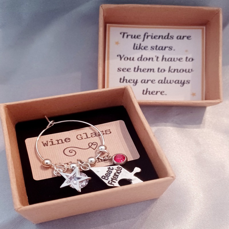 Best Friend Wine Glass Charm Gifts - Red