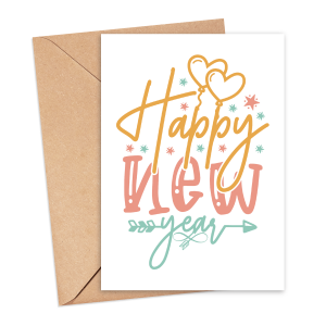 New Year Card - Happy New Year - Medium (Approx. A5 | 148mm x 210mm | 5.8in x 8.3in) - Luxury Linen Textured Card