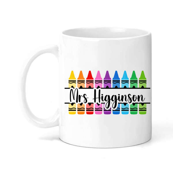 Personalised Teacher Ceramic Mug - Crayon Monogram