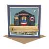 Boat repairs - seaside themed garage blank card - designed by Seth Draper - 15cm square and blank inside, made in the UK