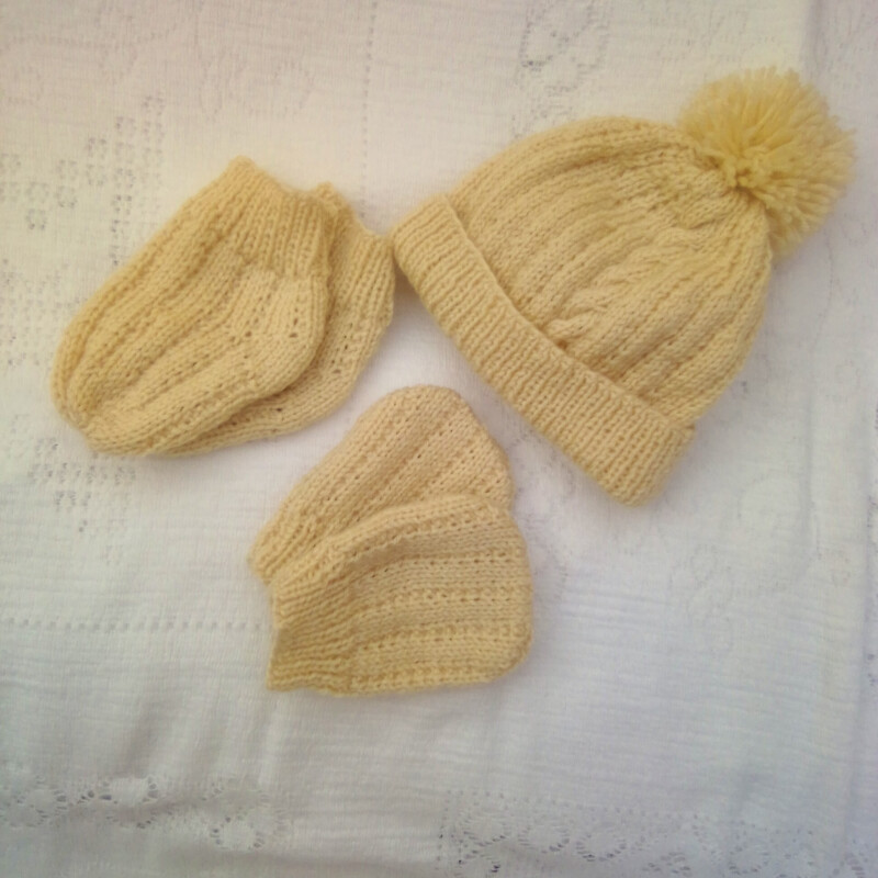 Unisex Hand Knitted Cabled Cardigan Set, 4 Piece Cardigan Set - Premature 1 - Chest 10 ins  - £10.00
