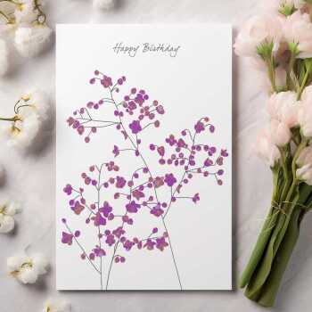 Pretty Thalictrum birthday card -  designed by Eloise Hall - 15.7 x 11cm and blank inside, made in the UK