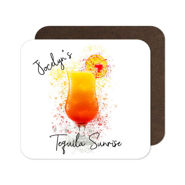 Personalised Tequila Sunrise Coaster with Splash Effect