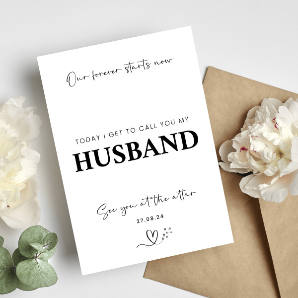 To my husband to be Wedding Day Card - Small (Approx. A6 | 105mm x 148mm | 4.1in x 5.8in) - Standard Smooth Card