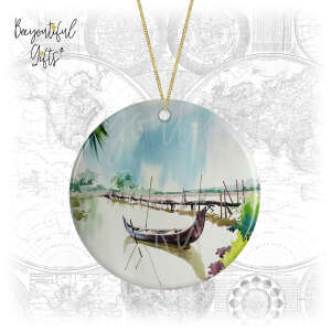 Travel Ceramic Decoration - Watercolour Boat Scene