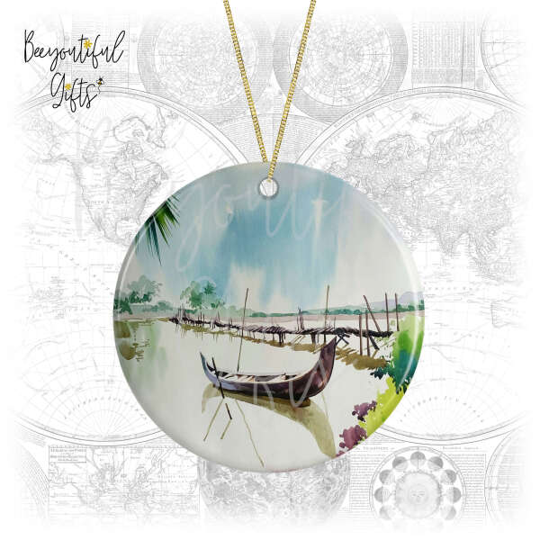 Travel Ceramic Decoration - Watercolour Boat Scene