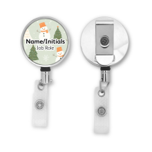 Personalised Metal ID Reel - Snowmen & Christmas Trees