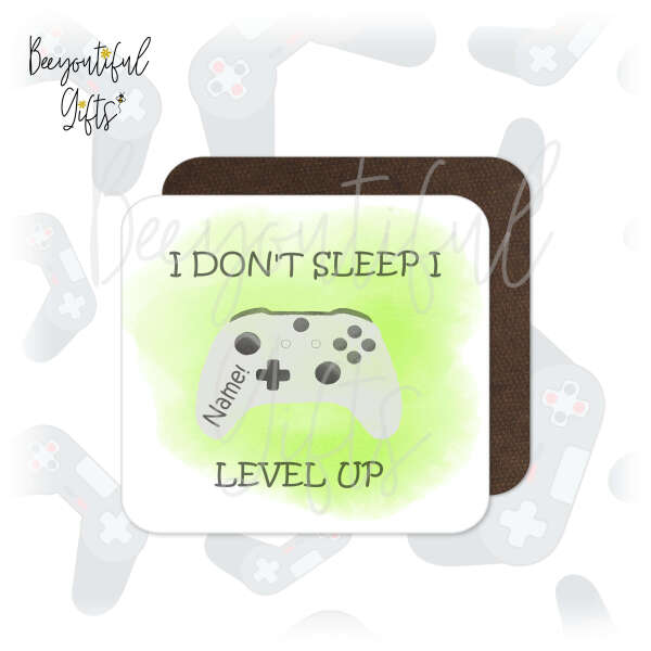 Personalised Gaming Coaster - I Don't Sleep I Level Up