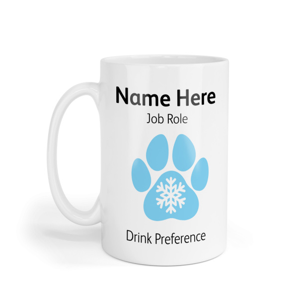 Personalised Ceramic Mug - Snowflake Paw Print