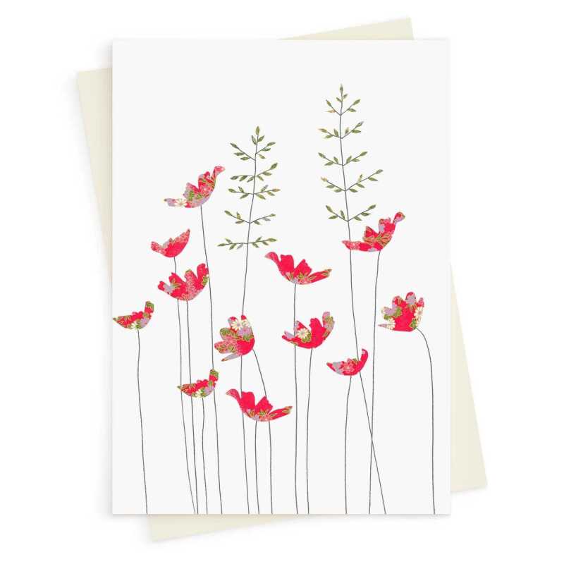 Anemones & grass greeting card -  designed by Eloise Hall - 15.7 x 11cm and blank inside, made in the UK