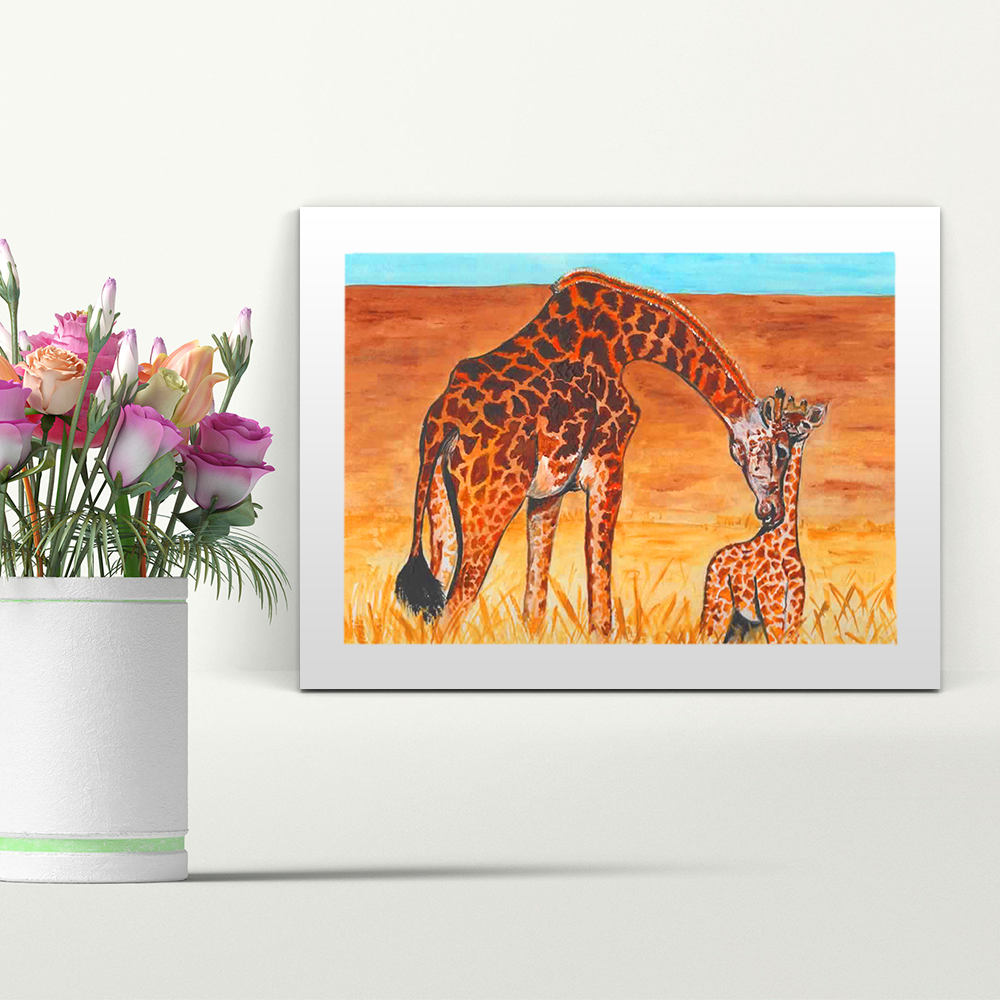 Giraffe - A4 Print - Mounted