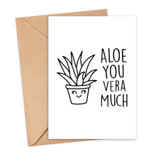 Valentines Day Card - Aloe You Vera Much - Small (Approx. A6 | 105mm x 148mm | 4.1in x 5.8in) - Standard Smooth Card