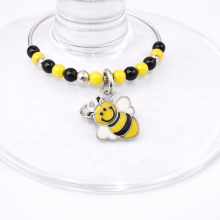 Handmade Wine Glass Charm - Enamel Cartoon Bee