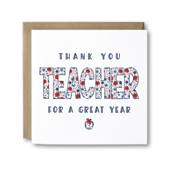 Thank You Teacher Card - Thank You For A Great Year - Standard Smooth Card