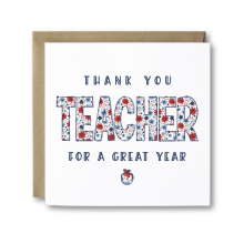 Thank You Teacher Card - Thank You For A Great Year - Standard Smooth Card