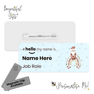 Name Badge - Boho Christmas Character Rainbow #hello my name is... - Santa