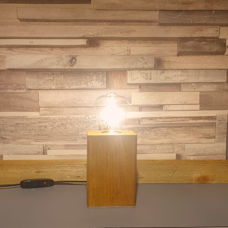 Buy2get3rd free - Large - Rustic Industrial Lamp Inset - Reclaimed Wood - Quirky Square Rectangle - Desk Lamp Table Lamp - Bedside Lamp - Man/She Cave - Handmade