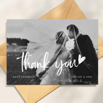 Personalised Photo Wedding Thank You Cards, Wedding Thank You Card Multipack, Modern Wedding Photo Thank You Card, Thank You With Envelopes