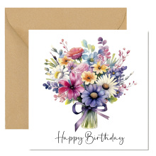 Floral Birthday Cards - Bright Colourful Floral Card - Standard Smooth Card