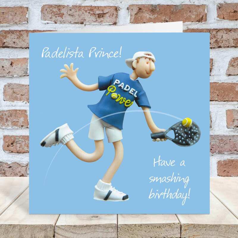 Padel Birthday Card for Him - Padelista Prince Card - Polymer Clay Art by Erica Sturla - Padel UK