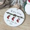Personalised Christmas Stocking Decoration, Family Christmas Tree Ornament, Stocking Decoration, Christmas Bauble, Family And Pet Decoration - RED