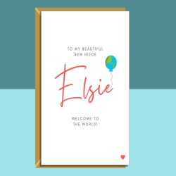 New Niece Personalised Card - New Baby Customised Card - From Aunt or Uncle