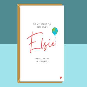 New Niece Personalised Card - New Baby Customised Card - From Aunt or Uncle