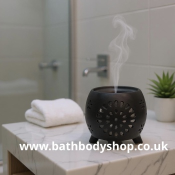 Squat Pot Oil Burner Flower Burst - Matt Black
