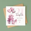Personalised 21st Birthday Card for Her Pink Heels Balloons Gift Boxes Milestone Greeting Women - Smooth No Message - Kraft Brown