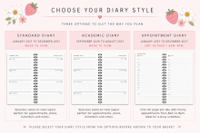 A5 Personalised Spiral Bound Diary - Strawberries & Daisies | Yearly | Academic | Appointment - Standard 2027