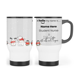 Personalised Travel Mug - Christmas Polar Bear #Hello My Name Is...