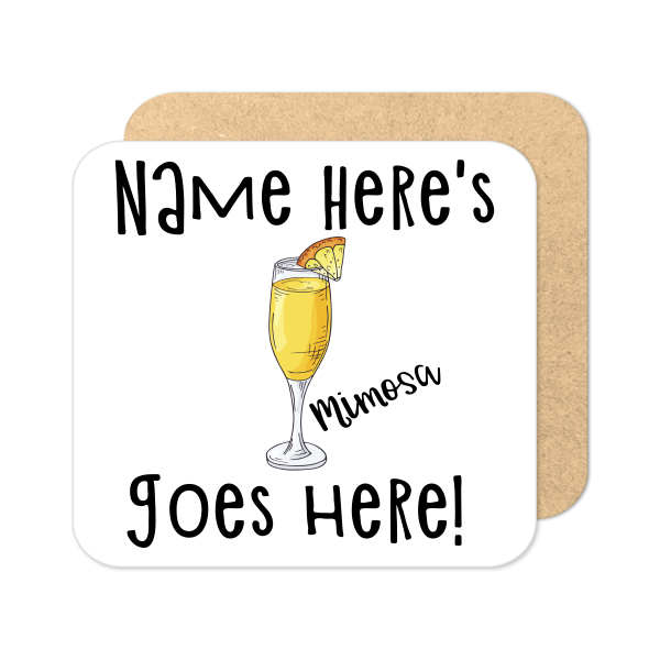 Personalised Cocktail Coaster - Hand Drawn Mimosa