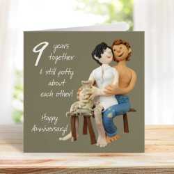 9th anniversary card (pottery anniversary card) - designed by Erica Sturla - 15cm square and blank inside, made in the UK