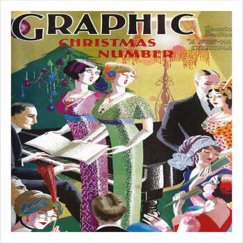 Graphic Magazine Cover Featuring a Party - a 17.5 x 12.5cm Christmas Card from Holy Mackerel's Alternative Image Range of Festive Designs.