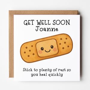 Personalised Get Well Soon Card - Stick To Plenty of Rest So You Heal Quickly