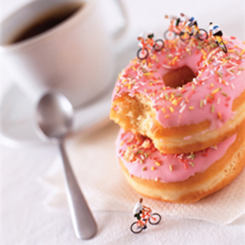 Pink Doughnuts 150mm Square Greetings Card by Akiko Ida and Pierre Javelle