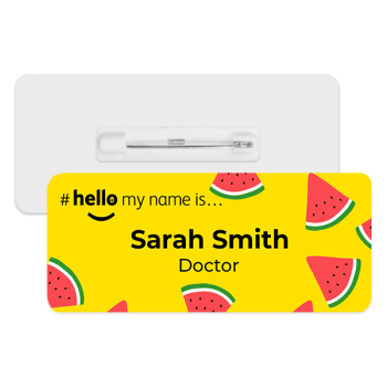 Hello My Name is Badge Yellow Water Melon Personalised Premium Durable Name Badge  #hello mynameis Name Badge, Nurse Bages, Name Badges
