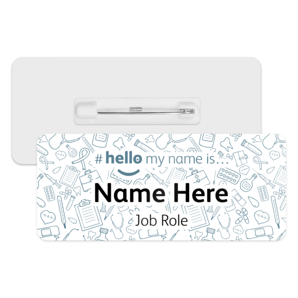 #hello my name is... Name Badge - Medical Doodle Background