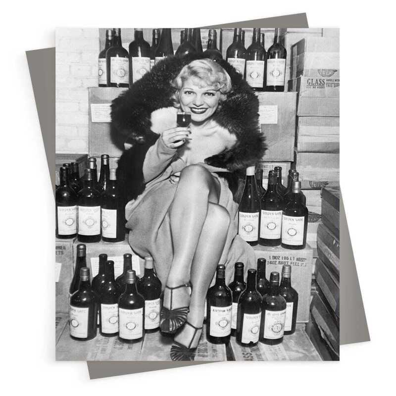 Cheers! - vintage black and white themed card - 12.6 x 17.7cm and blank inside - made in the UK