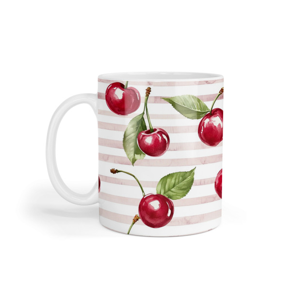 Ceramic Mug - Fruity Cherry Stripes