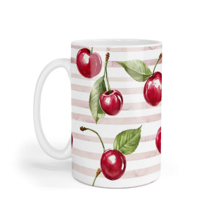 Ceramic Mug - Fruity Cherry Stripes