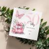 Personalised 50th Birthday Card for Her Pink Butterfly, Gift Box & Flowers Milestone Greeting Womens - Smooth No Message - Kraft Brown