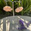 Pink Clay Flower Dangle Earrings: Boho Nature-Inspired Jewelry - silver - small