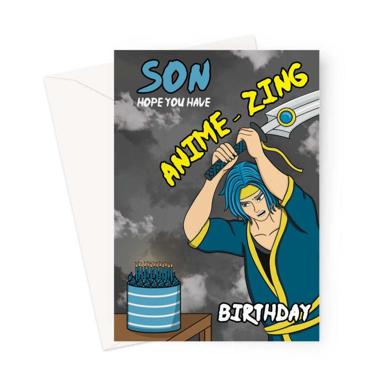 Son Anime Birthday Card - Swordmaster - A5 Portrait - 1 Card